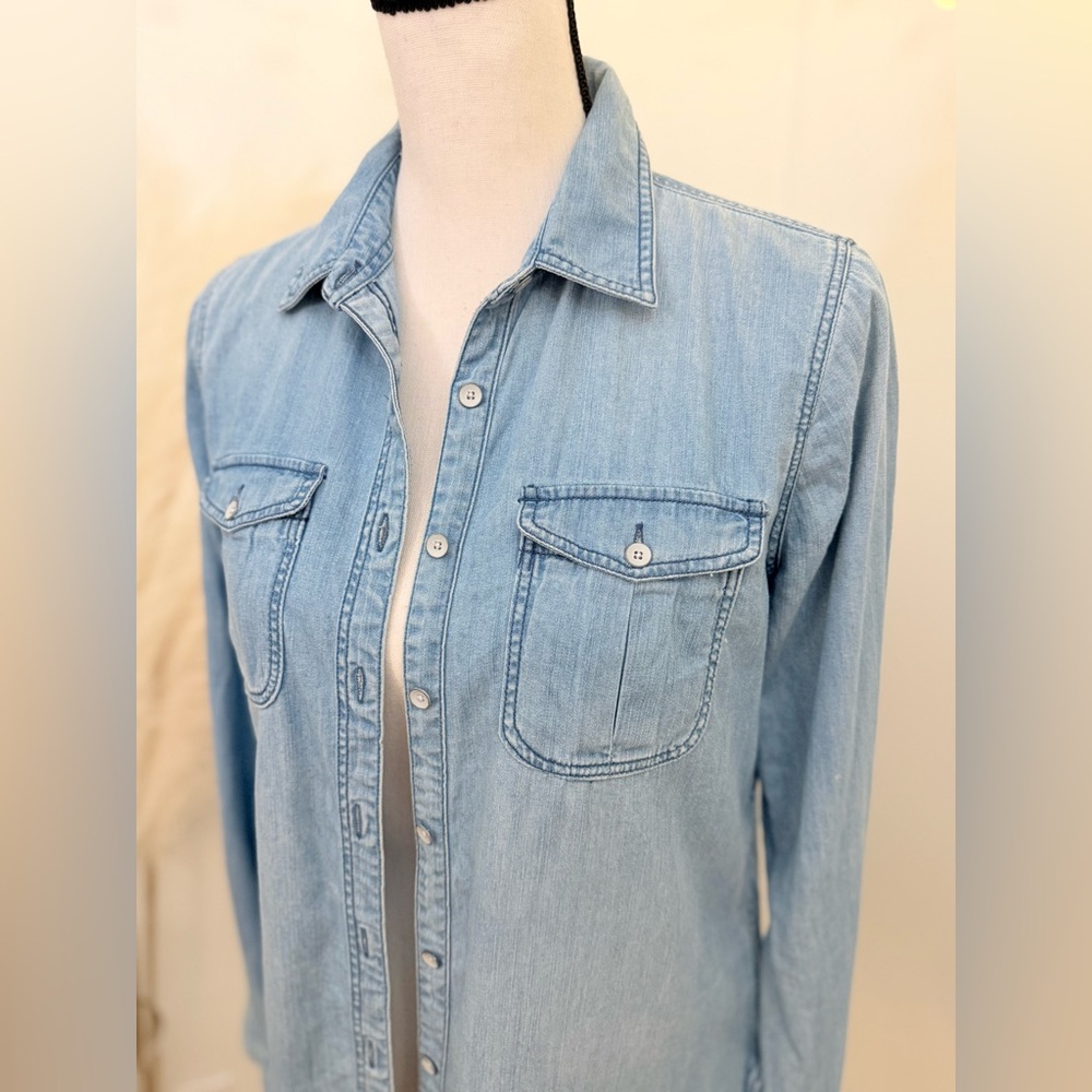 Classic Light Blue Chambray Button Down Shirt - image 2